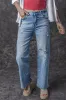 Light Blue High Rise Distressed Straight Leg Jeans sold by Beagle Boutique
