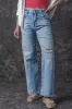 Light Blue High Rise Distressed Straight Leg Jeans sold by Beagle Boutique