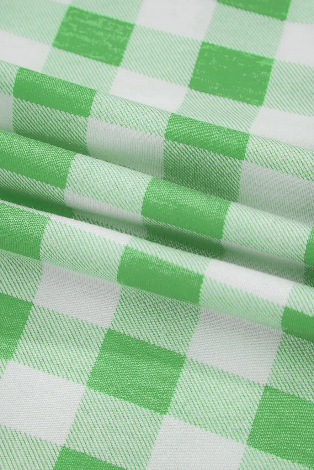 Green Plaid Print Contrast Trim Long Sleeve Plus Size Pyjamas sold by Beagle Boutique product image thumbnail 4