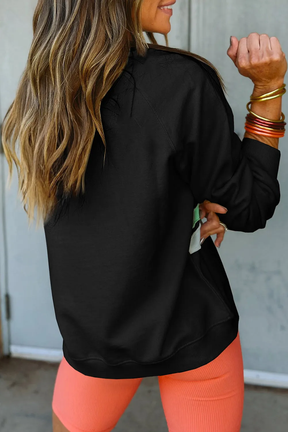 Black Rainbow Raglan Sleeve Crew Neck Plus Size Sweatshirt sold by Beagle Boutique product image thumbnail 2