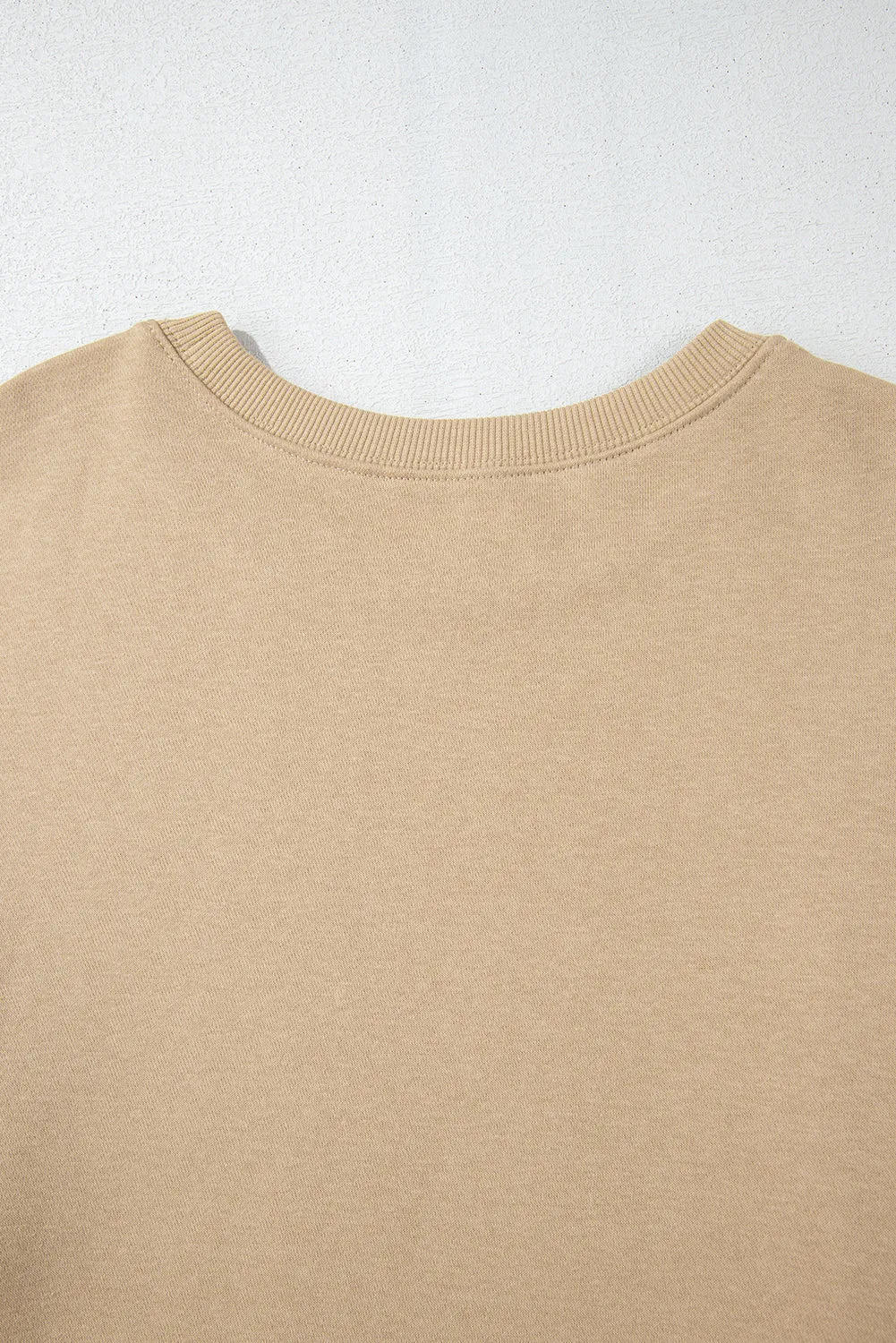 Beige Solid Crew Neck Drop Shoulder Plus Size Sweatshirt sold by Beagle Boutique product image thumbnail 5