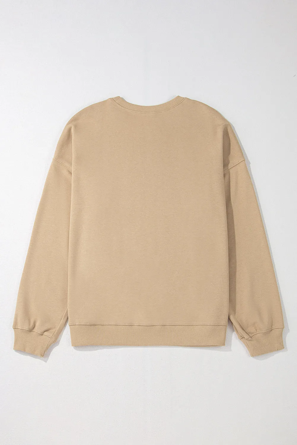 Beige Solid Crew Neck Drop Shoulder Plus Size Sweatshirt sold by Beagle Boutique product image thumbnail 4