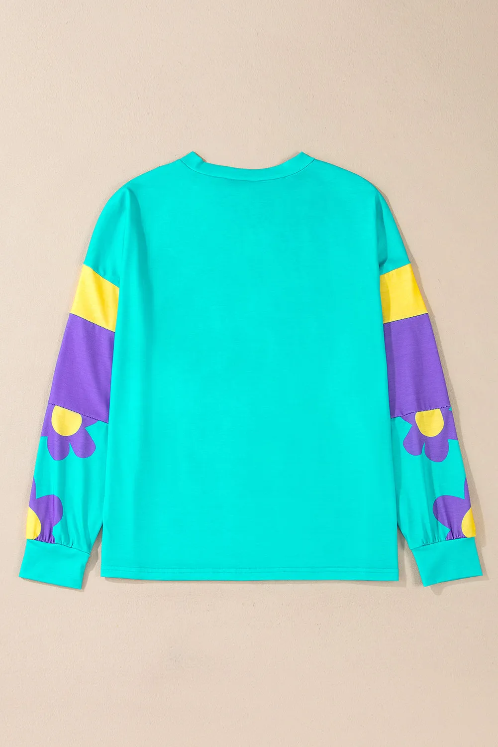 Sky Blue Floral Colour Block Long Sleeve Loose Top sold by Beagle Boutique product image thumbnail 5