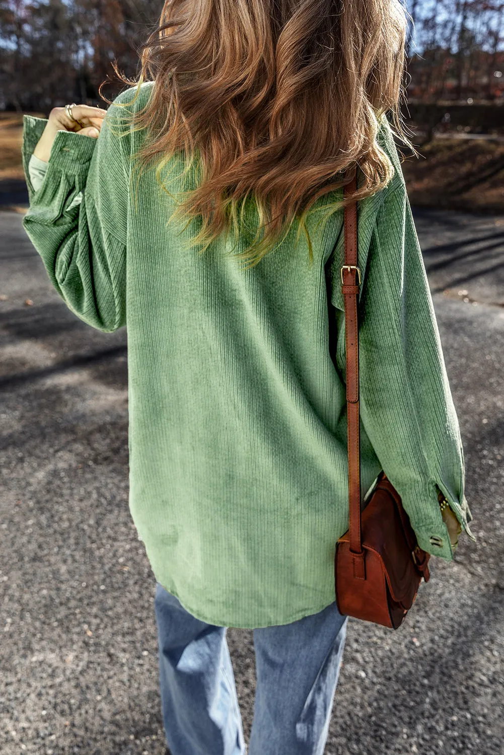 Patched Pocket Button Up Soft Corduroy Shacket sold by Beagle Boutique product image thumbnail 2