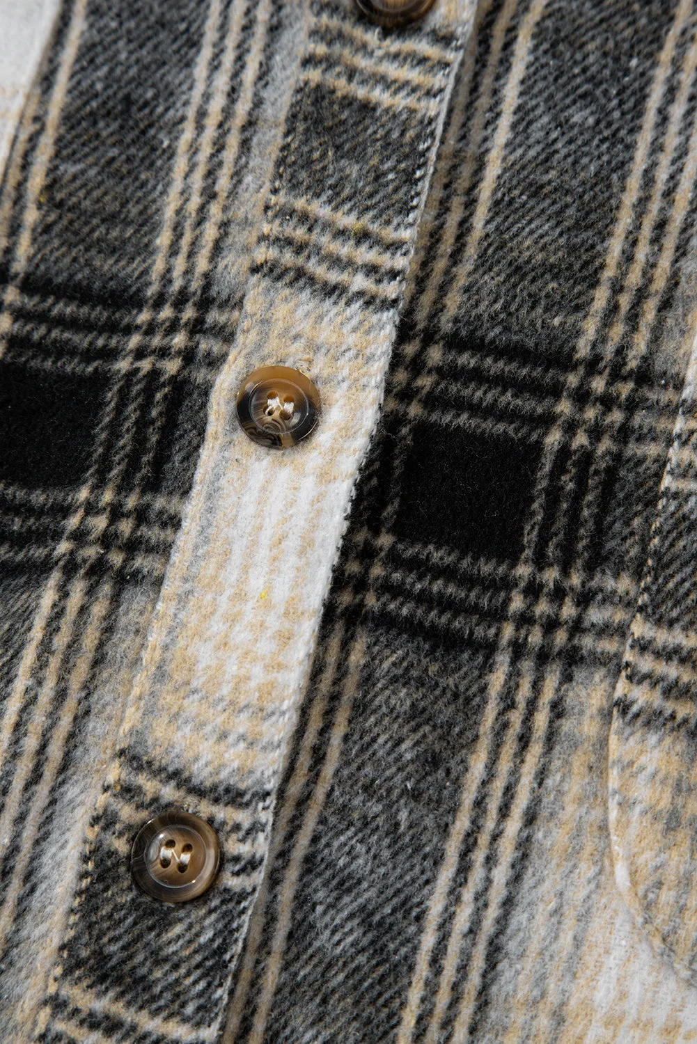 Black Plus Size Plaid Leopard Printed Patchwork Button Up Shacket sold by Beagle Boutique product image thumbnail 5