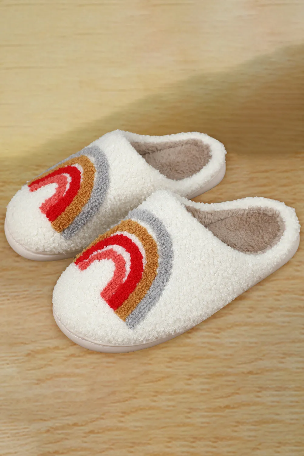 Bright White Rainbow Plush Winter Home Slippers sold by Beagle Boutique product image thumbnail 5