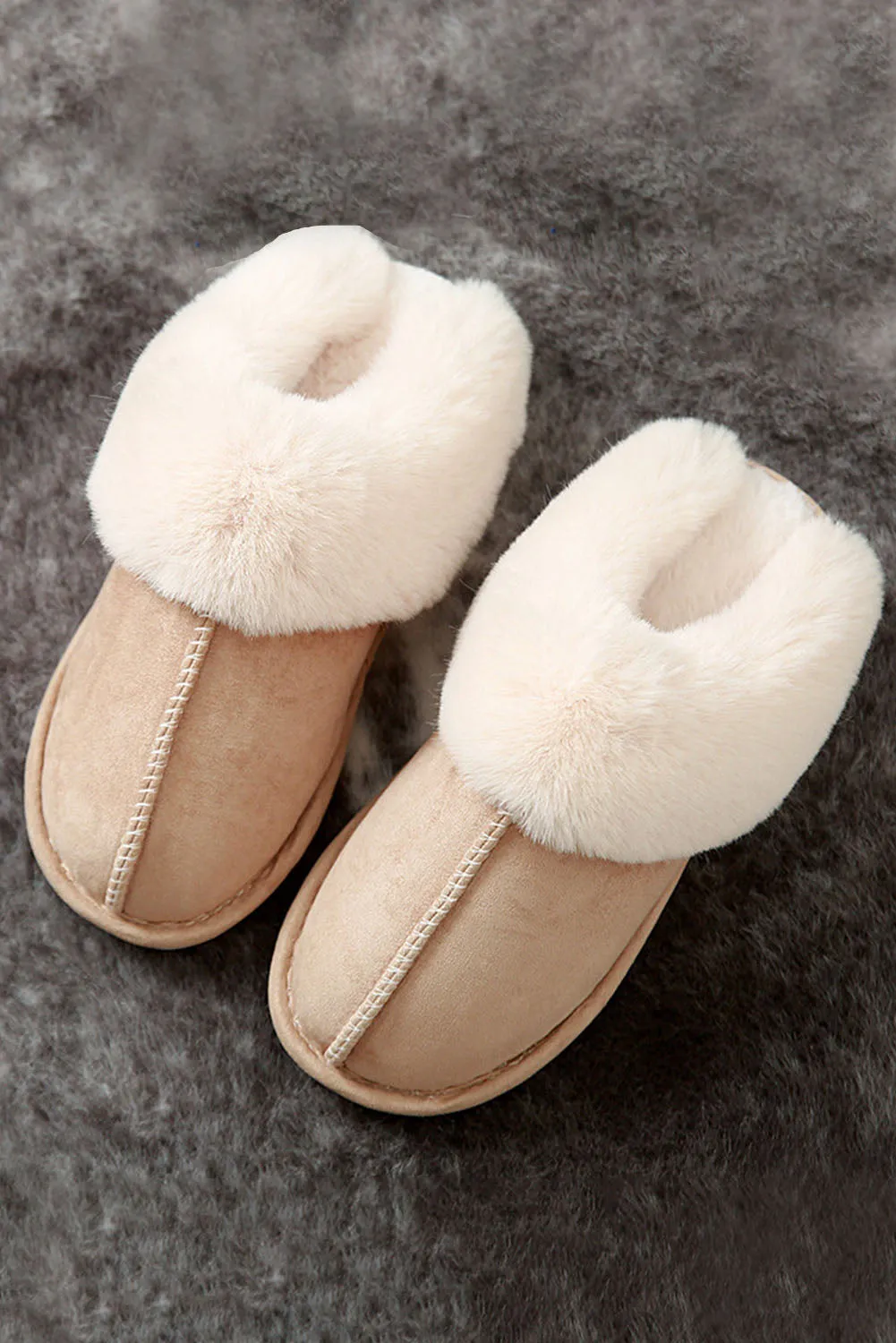 Khaki Cut and Sew Faux Suede Plush Lined Slippers sold by Beagle Boutique product image thumbnail 4