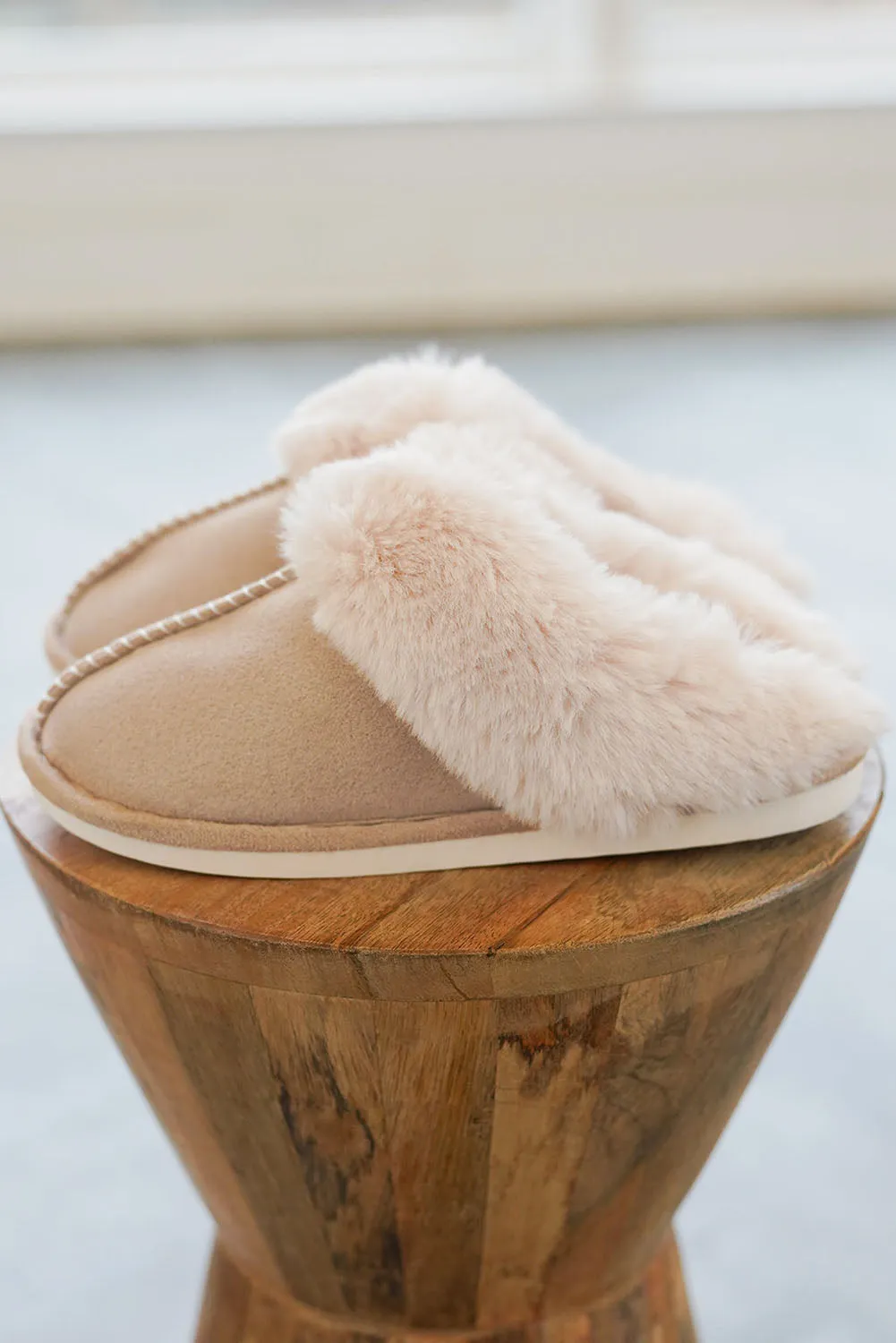 Khaki Cut and Sew Faux Suede Plush Lined Slippers sold by Beagle Boutique product image thumbnail 3