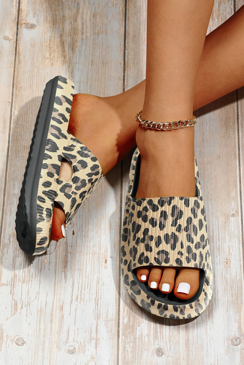 Leopard Print Thick Sole Slip On Sandals sold by Beagle Boutique product image thumbnail 2