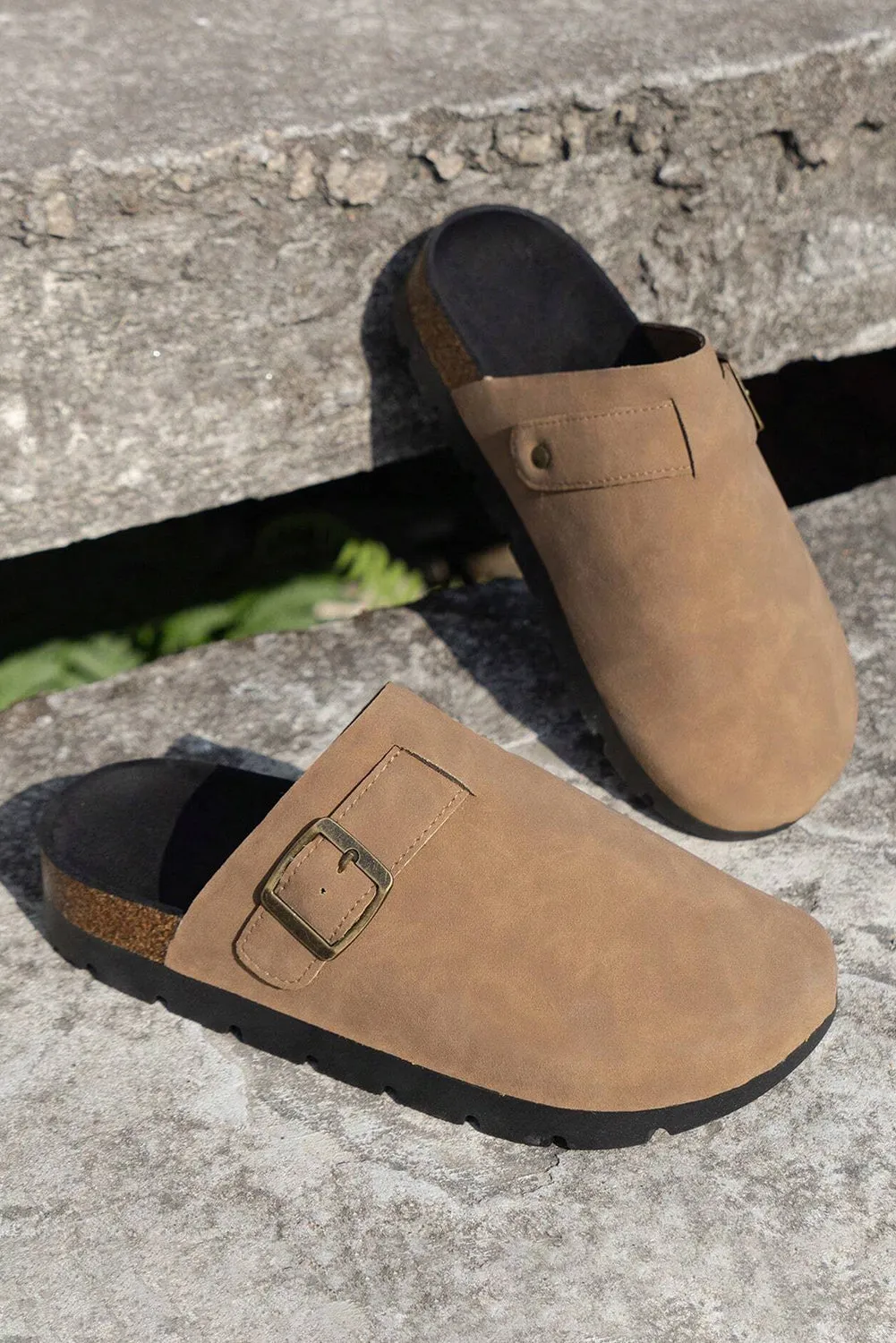Light French Beige Suede Buckle Detail Sandals Clogs sold by Beagle Boutique product image thumbnail 5