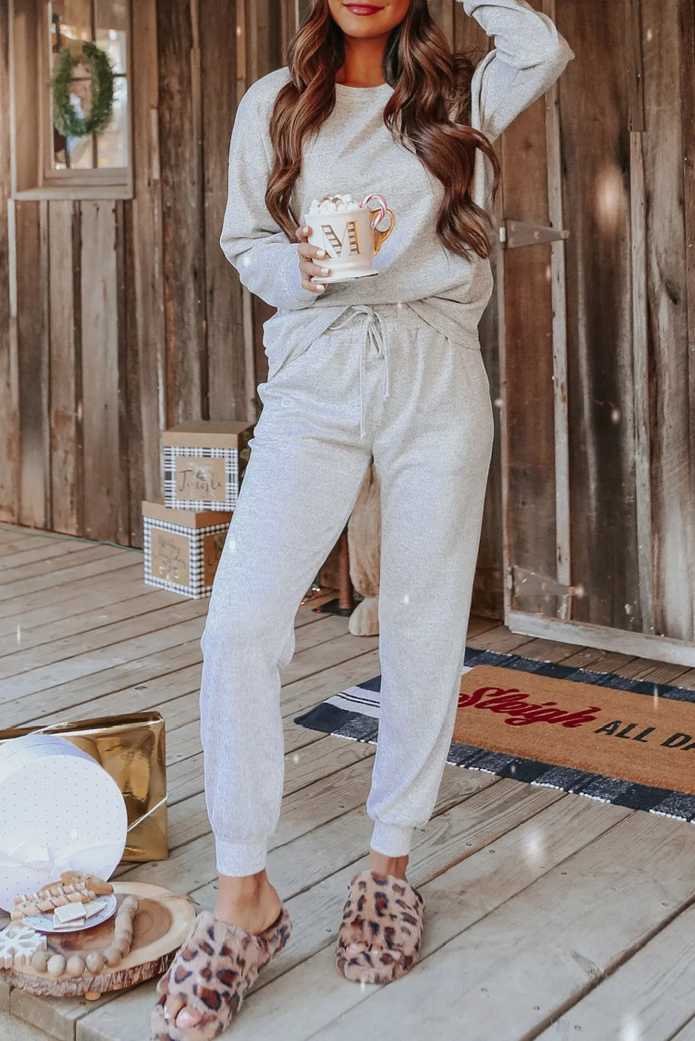 Grey Long Sleeve Pullover and Jogger Trousers Lounge Set sold by Beagle Boutique