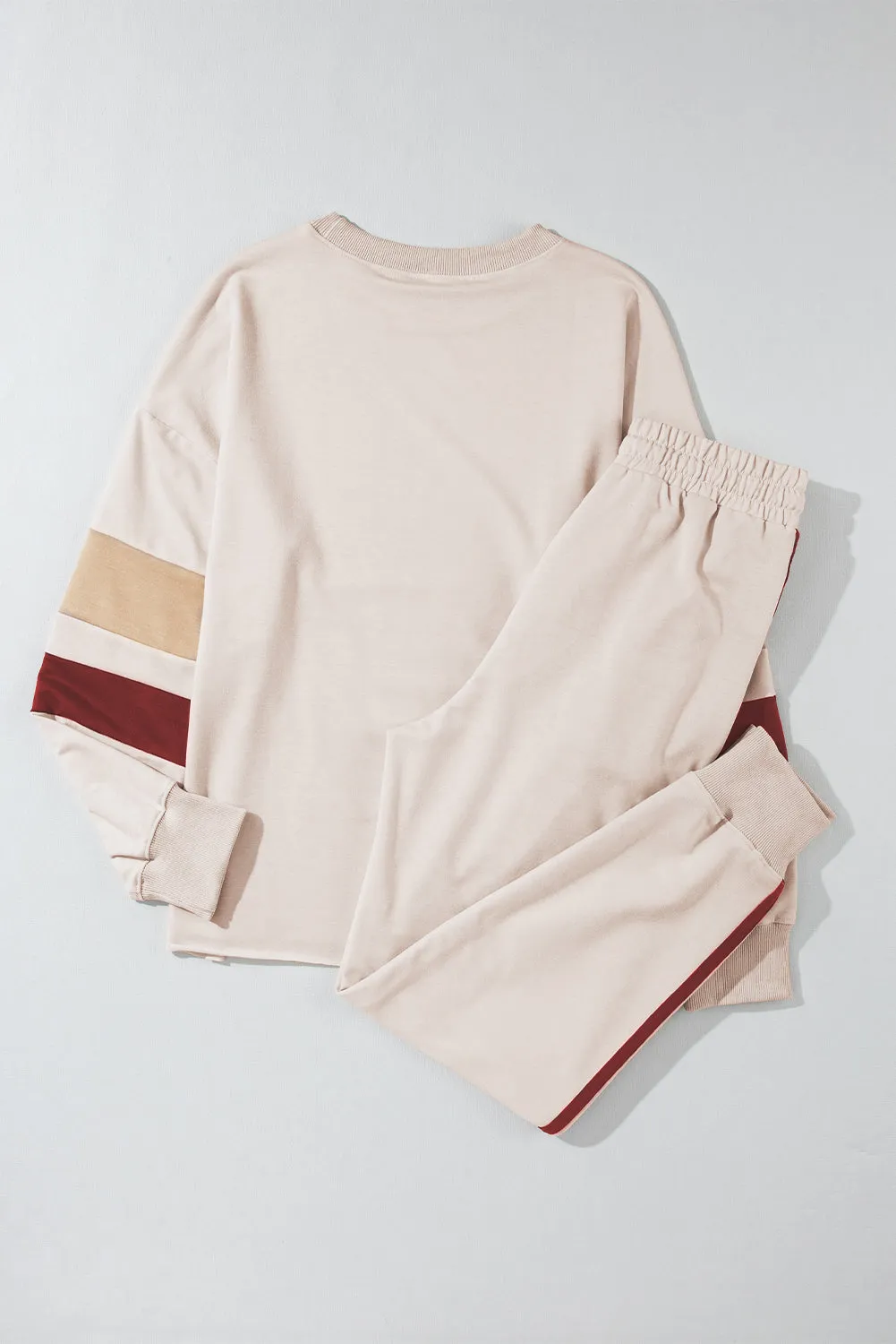 White Colour Block Sleeve Contrast Trim Sideseam Lounge Set sold by Beagle Boutique product image thumbnail 4