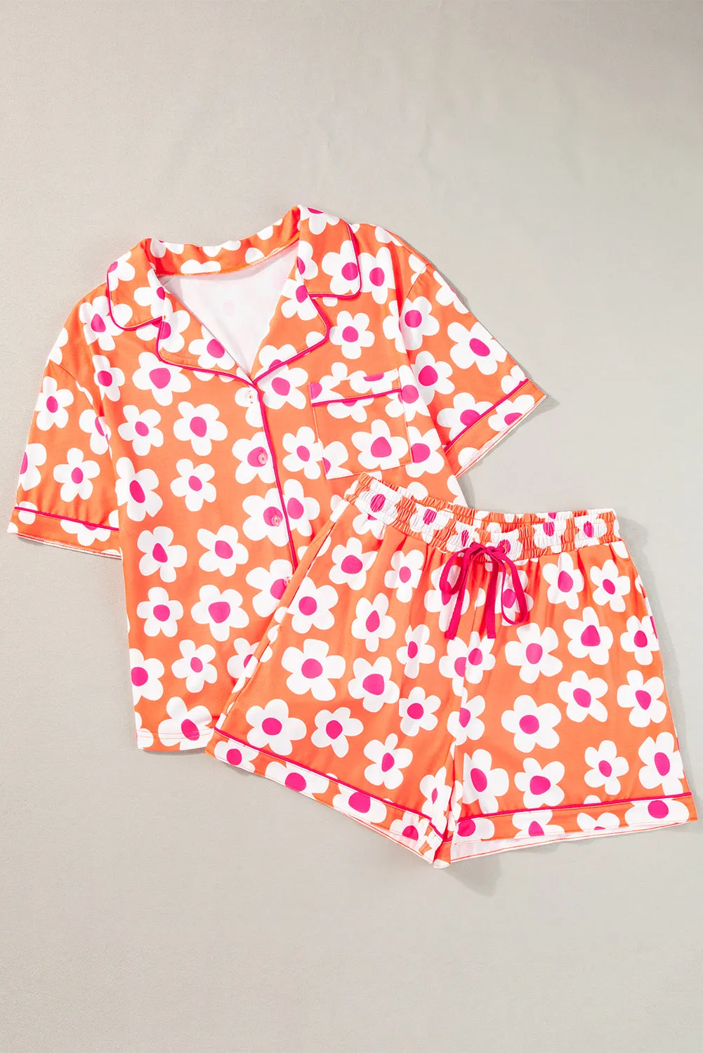 Flower Print Short Sleeve Shirt Pyjamas Set sold by Beagle Boutique product image thumbnail 3