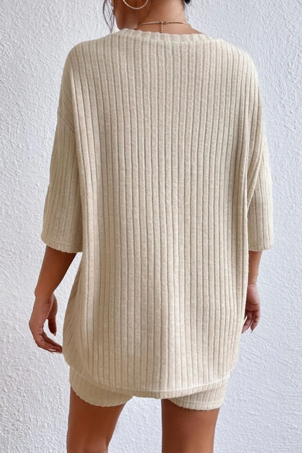Pink Plain Ribbed Loose Fit Two Piece Lounge Set sold by Beagle Boutique product image thumbnail 2