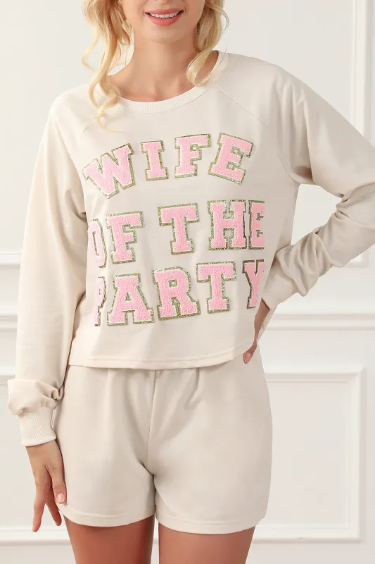 Apricot Letter Print Long Sleeve Top and Shorts Loungewear sold by Beagle Boutique