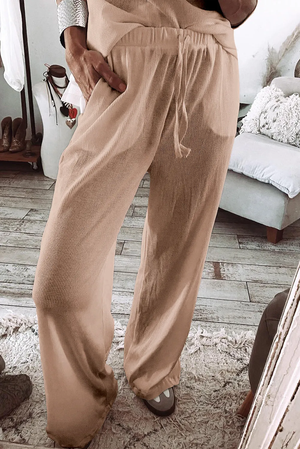 Parchment Textured Long Sleeve T Shirt and Pants Lounge Set sold by Beagle Boutique product image thumbnail 3