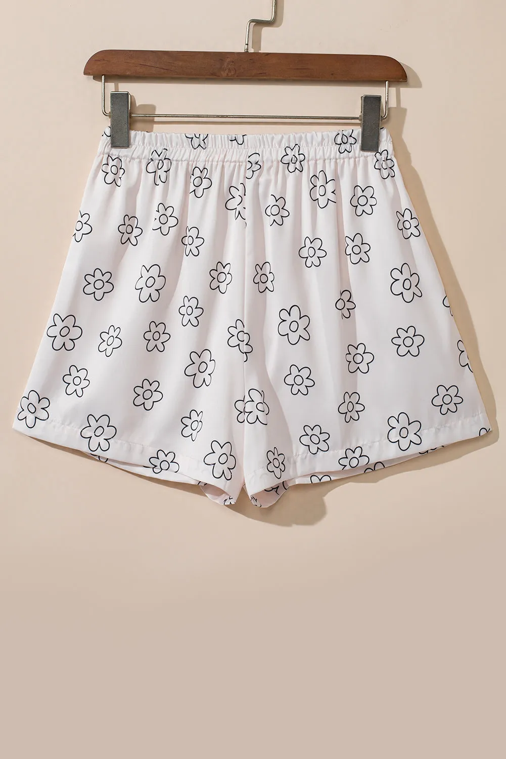 Beige Floret Printed Pajama Shorts Set sold by Beagle Boutique product image thumbnail 4