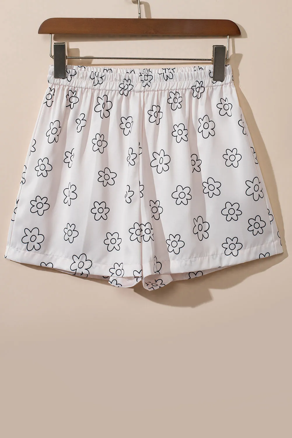 Beige Floret Printed Pajama Shorts Set sold by Beagle Boutique product image thumbnail 3