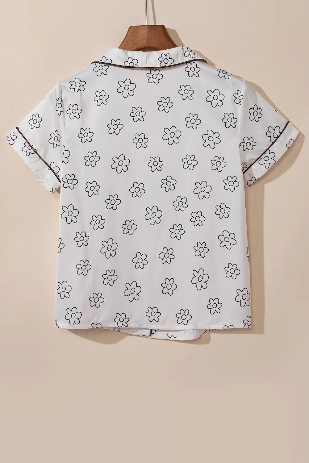 Beige Floret Printed Pajama Shorts Set sold by Beagle Boutique product image thumbnail 2