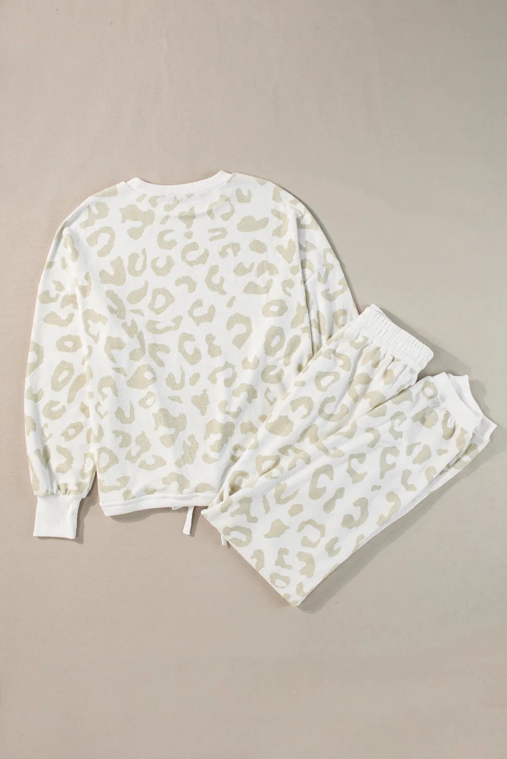 White Leopard Pullover and Drawstring Pants Lounge Set sold by Beagle Boutique product image thumbnail 2