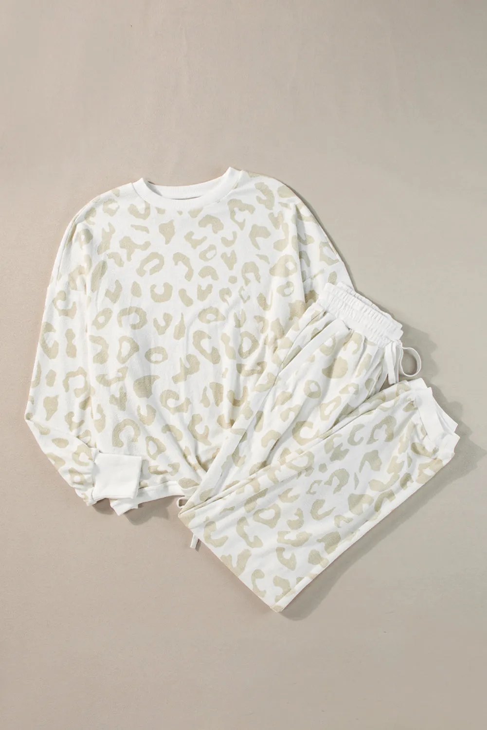White Leopard Pullover and Drawstring Pants Lounge Set sold by Beagle Boutique