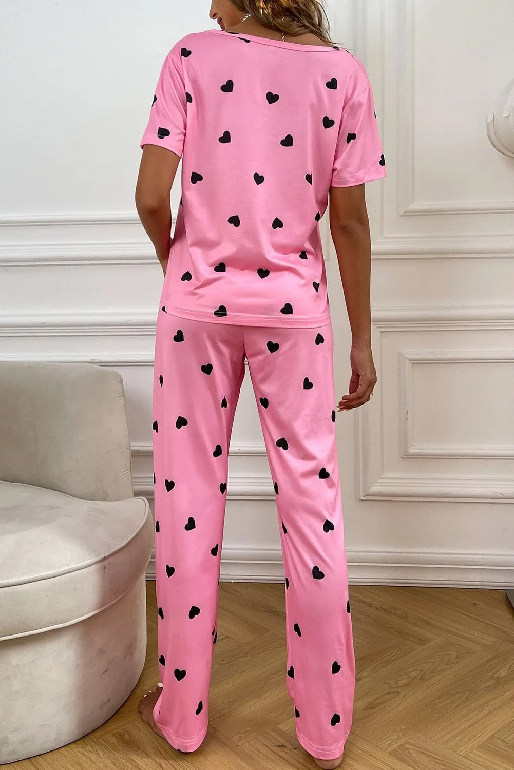 Pink Valentines Heart Print Tee and Pants Lounge Set sold by Beagle Boutique product image thumbnail 2