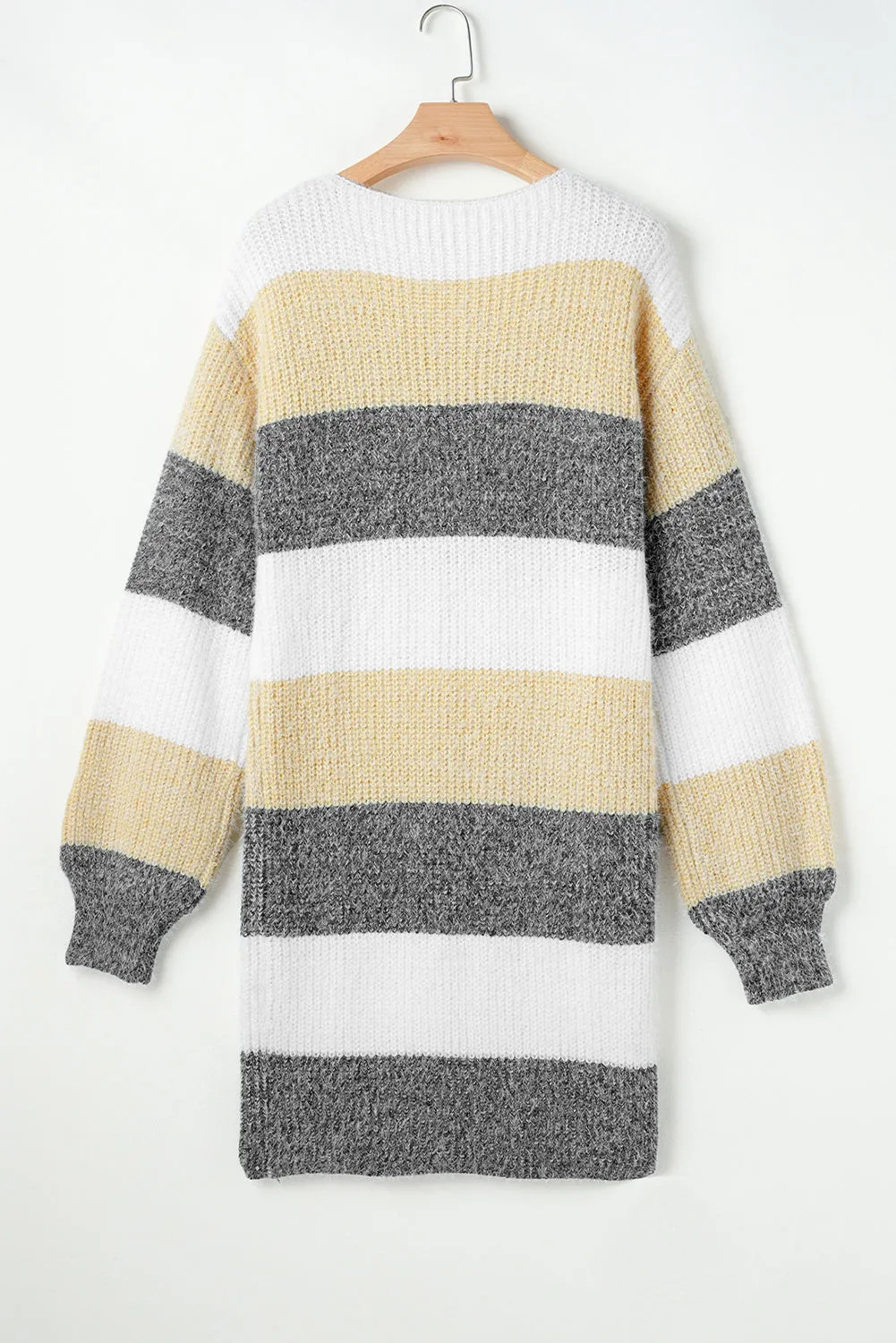 Grey Stripe Colourblock Bubble Sleeve Drop Shoulder Sweater Dress sold by Beagle Boutique product image thumbnail 5