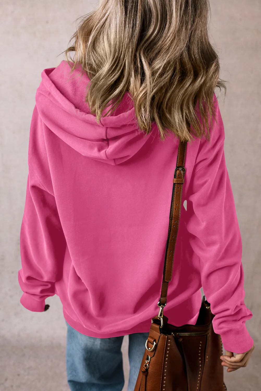 Bonbon Solid Kangaroo Pocket Drawstring Loose Fit Hoodie sold by Beagle Boutique product image thumbnail 2