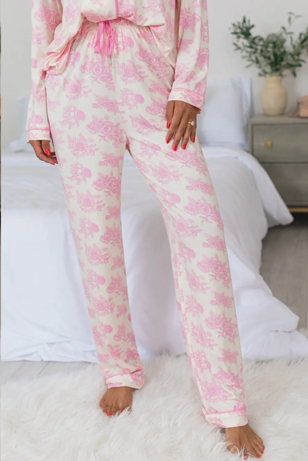 Pink Floral Long Sleeve and Pants Pajamas Set sold by Beagle Boutique product image thumbnail 3