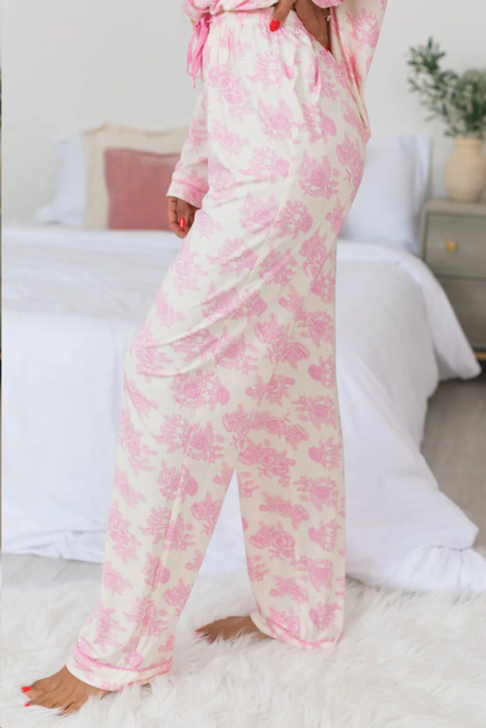 Pink Floral Long Sleeve and Pants Pajamas Set sold by Beagle Boutique product image thumbnail 5