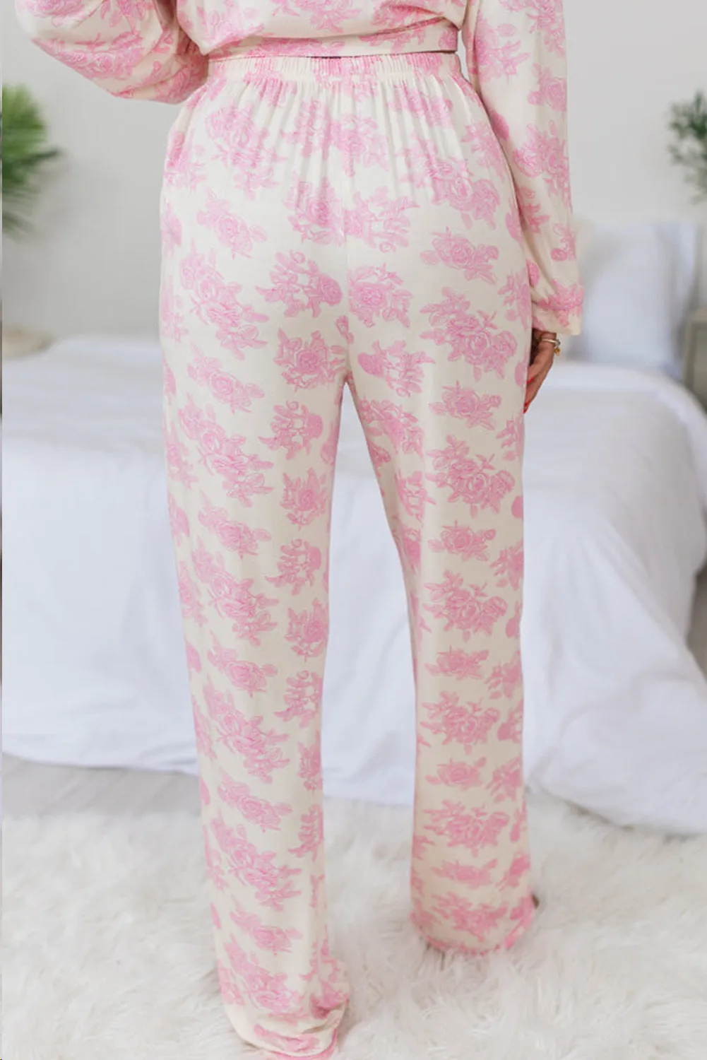 Pink Floral Long Sleeve and Pants Pajamas Set sold by Beagle Boutique product image thumbnail 4