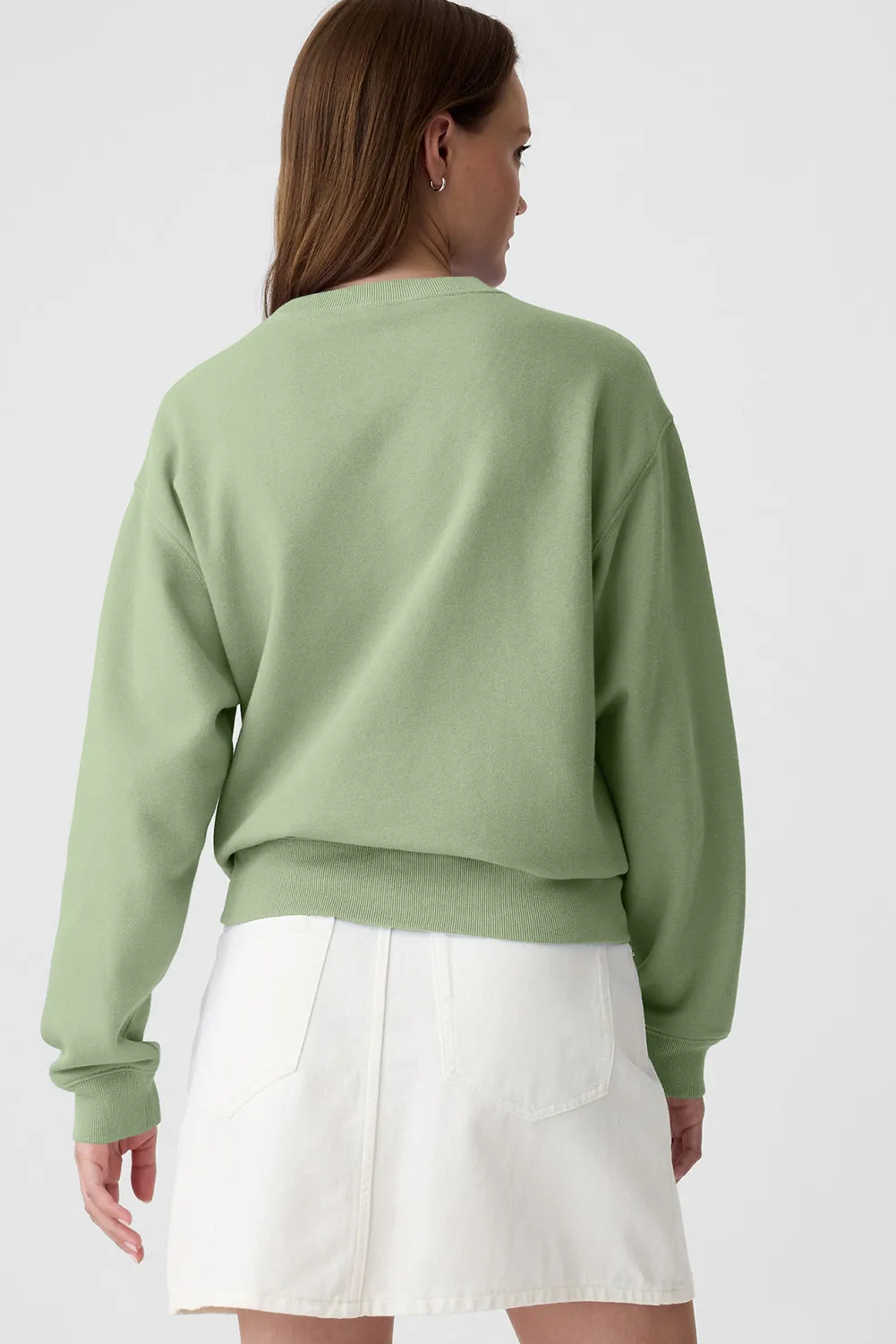 Smoke Green Plain Drop Shoulder Crewneck Pullover Sweatshirt sold by Beagle Boutique product image thumbnail 4