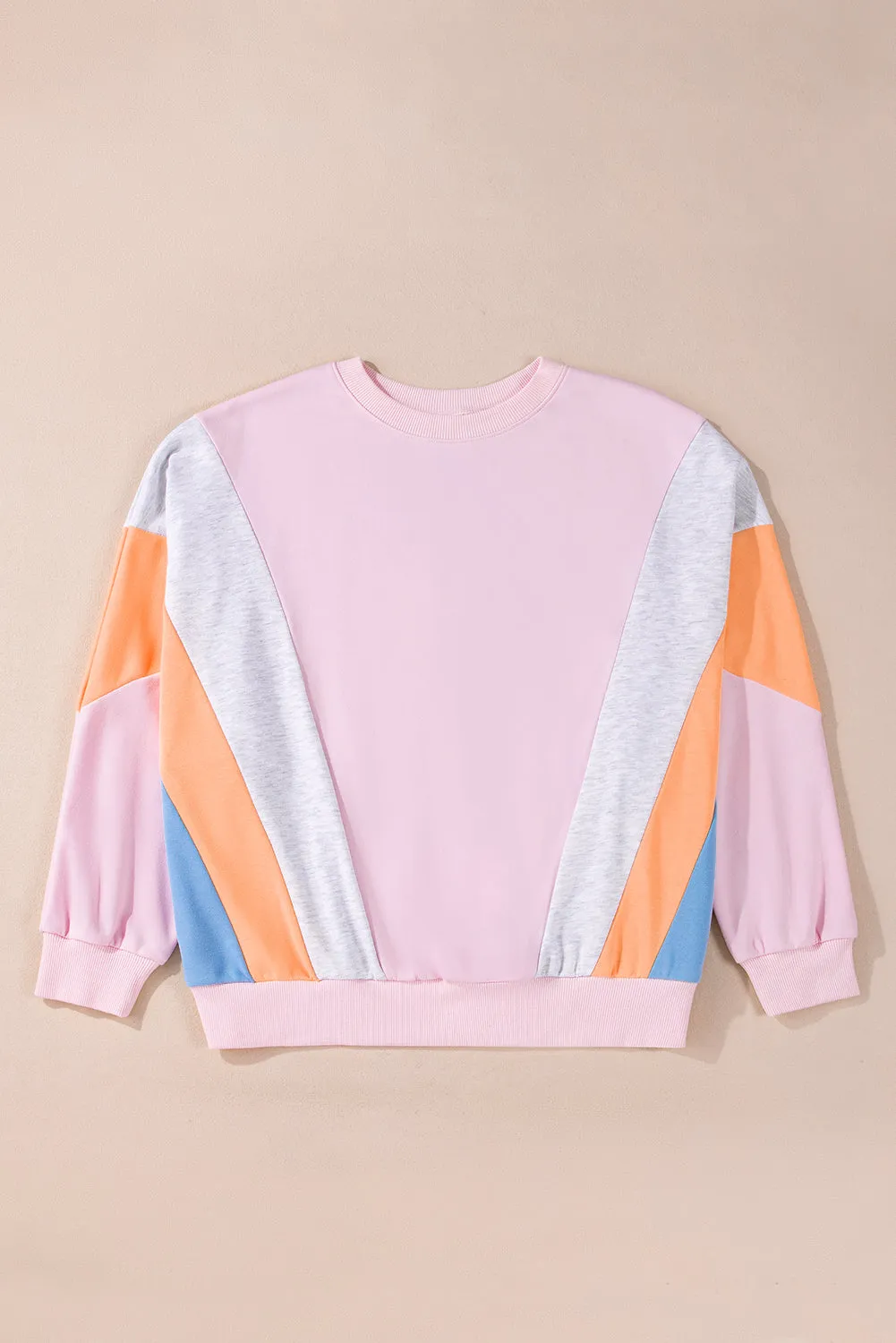 Light Pink Color Block Batwing Sleeve Loose Fit Sweatshirt sold by Beagle Boutique product image thumbnail 4