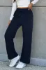Navy Blue Solid Colour Fleece Lined Drawstring Waist Casual Trousers sold by Beagle Boutique
