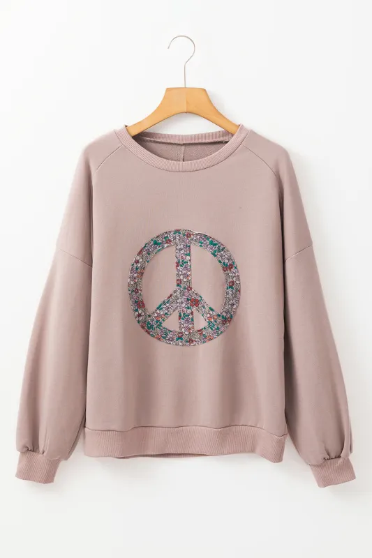 Goat Floral Peace Symbol Drop Shoulder Sweatshirt sold by Beagle Boutique