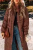 Coffee Quilted Puffer Stand Neck Zipped Mid-length Coat sold by Beagle Boutique