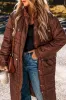 Coffee Quilted Puffer Stand Neck Zipped Mid-length Coat sold by Beagle Boutique