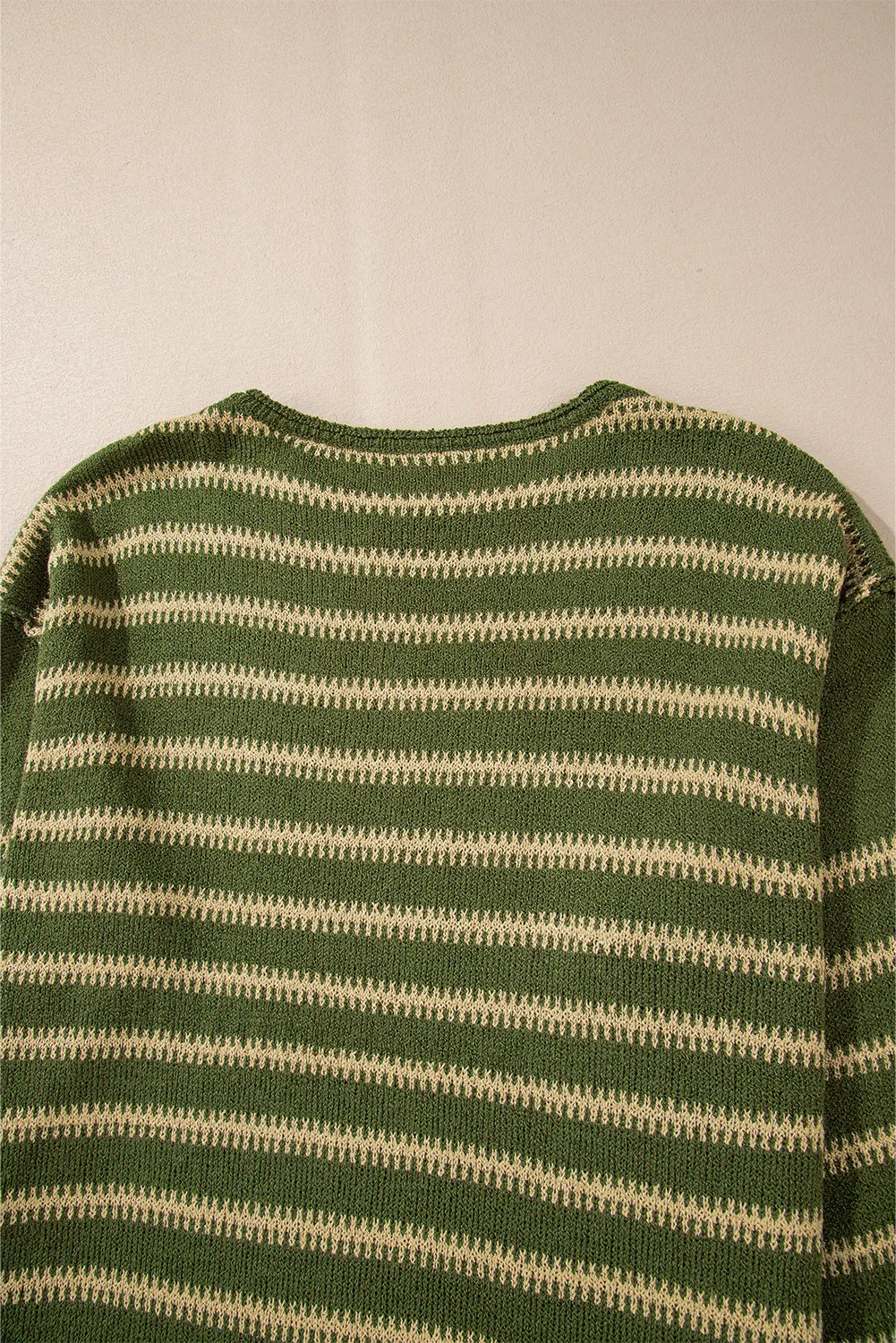 Green Stripe Drop Shoulder Casual Sweater sold by Beagle Boutique product image thumbnail 3