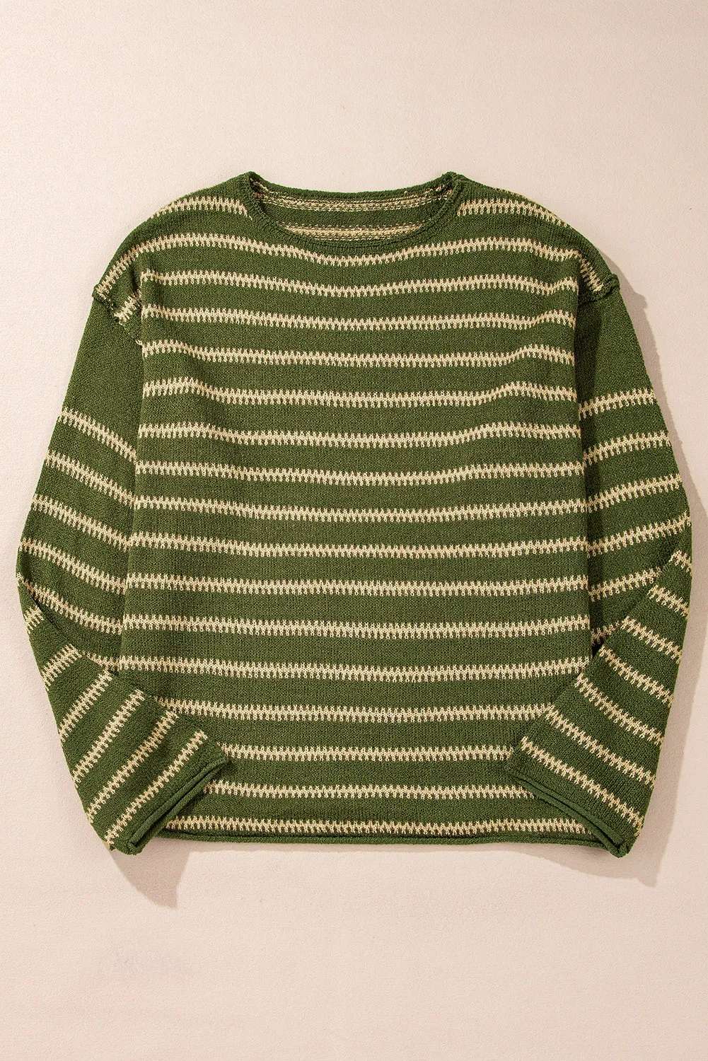 Green Stripe Drop Shoulder Casual Sweater sold by Beagle Boutique