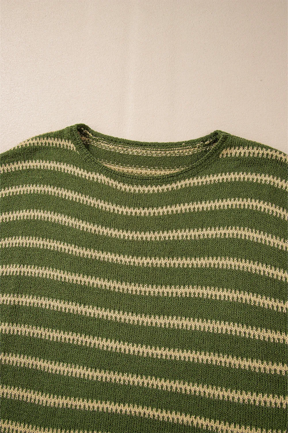 Green Stripe Drop Shoulder Casual Sweater sold by Beagle Boutique product image thumbnail 5