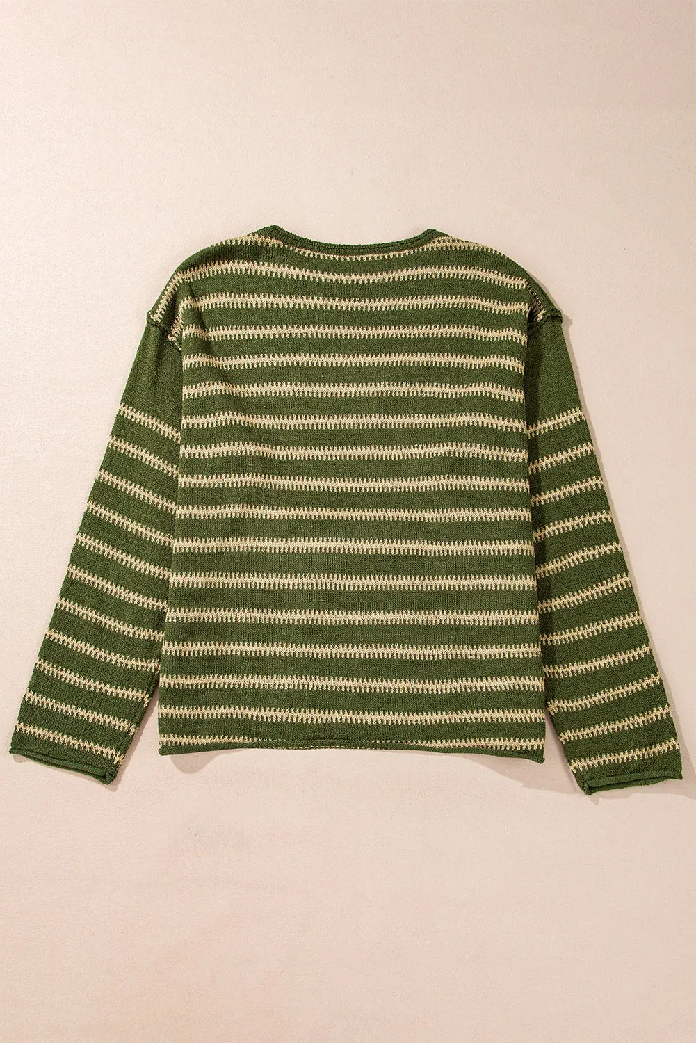 Green Stripe Drop Shoulder Casual Sweater sold by Beagle Boutique product image thumbnail 2