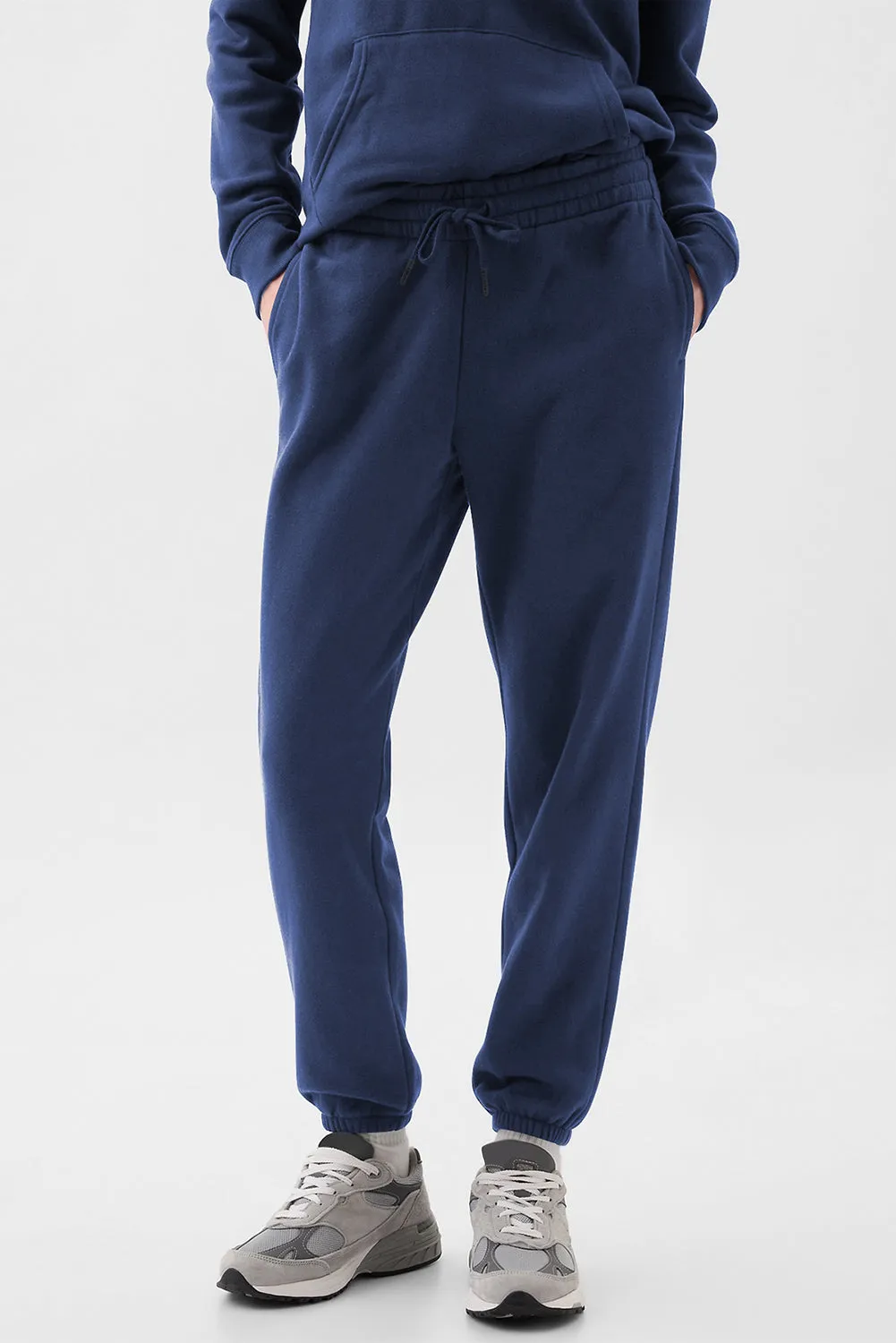 Navy Blue Solid Colour Fleece Lined Drawstring Waist Joggers sold by Beagle Boutique product image thumbnail 3