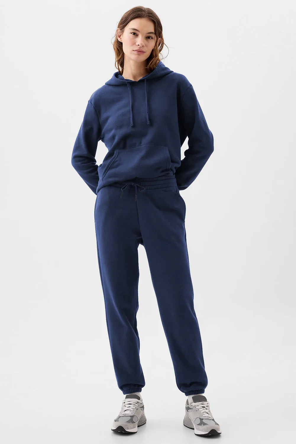 Navy Blue Solid Colour Fleece Lined Drawstring Waist Joggers sold by Beagle Boutique product image thumbnail 5
