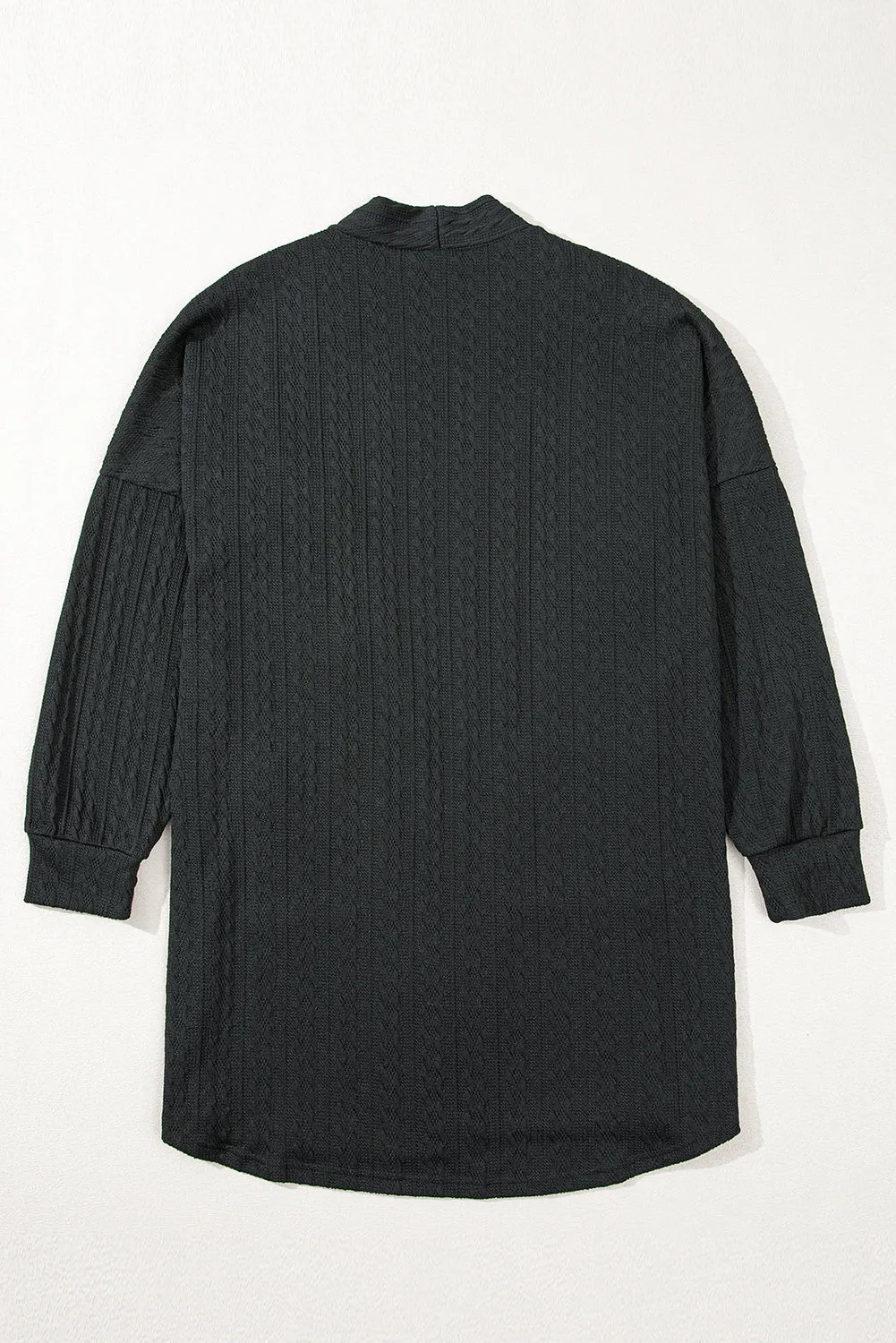 Black Textured Knit Side Pockets Open Front Cardigan sold by Beagle Boutique product image thumbnail 5