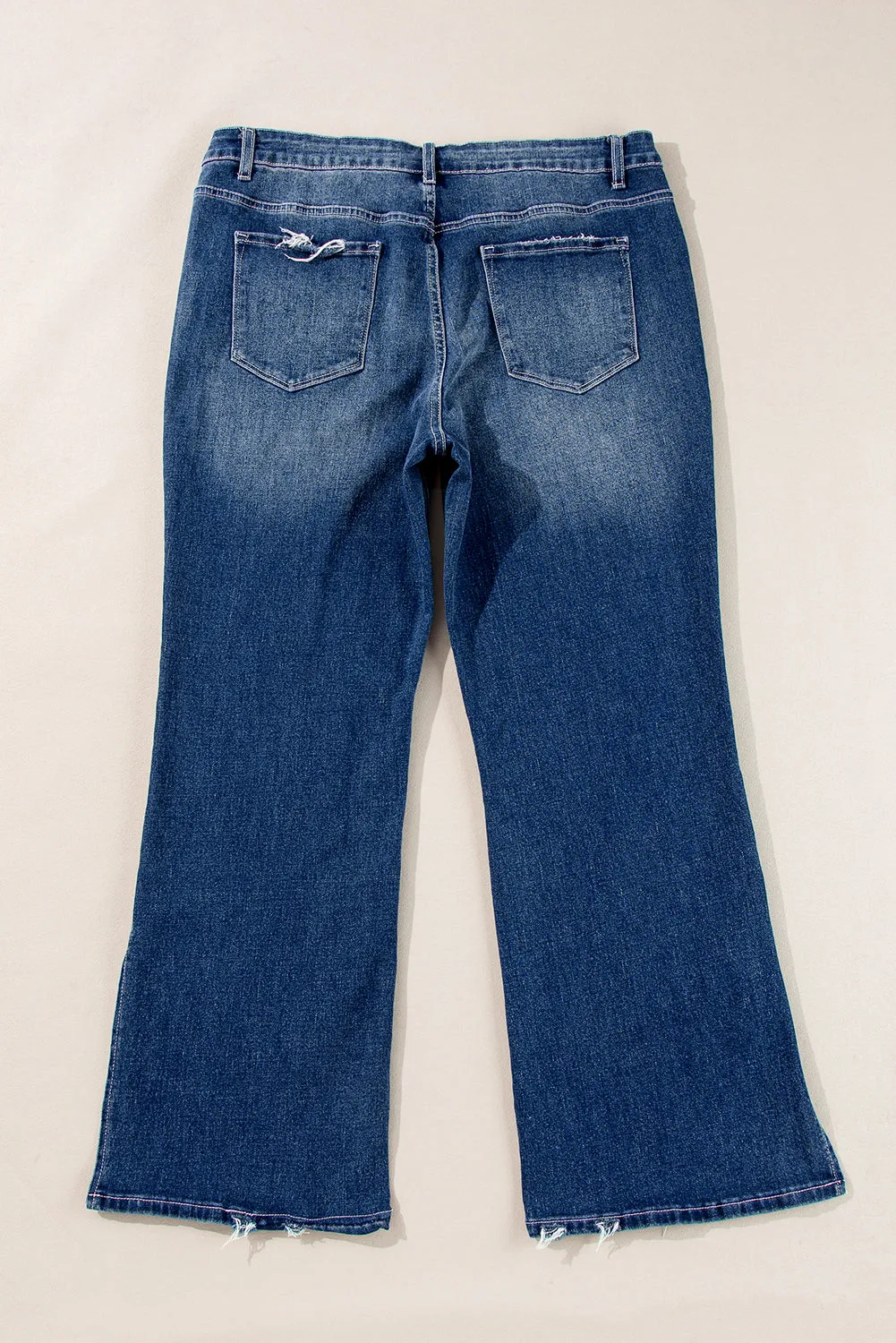 Dirty blue Plus Size High Waist Side Slits Flare Jeans sold by Beagle Boutique