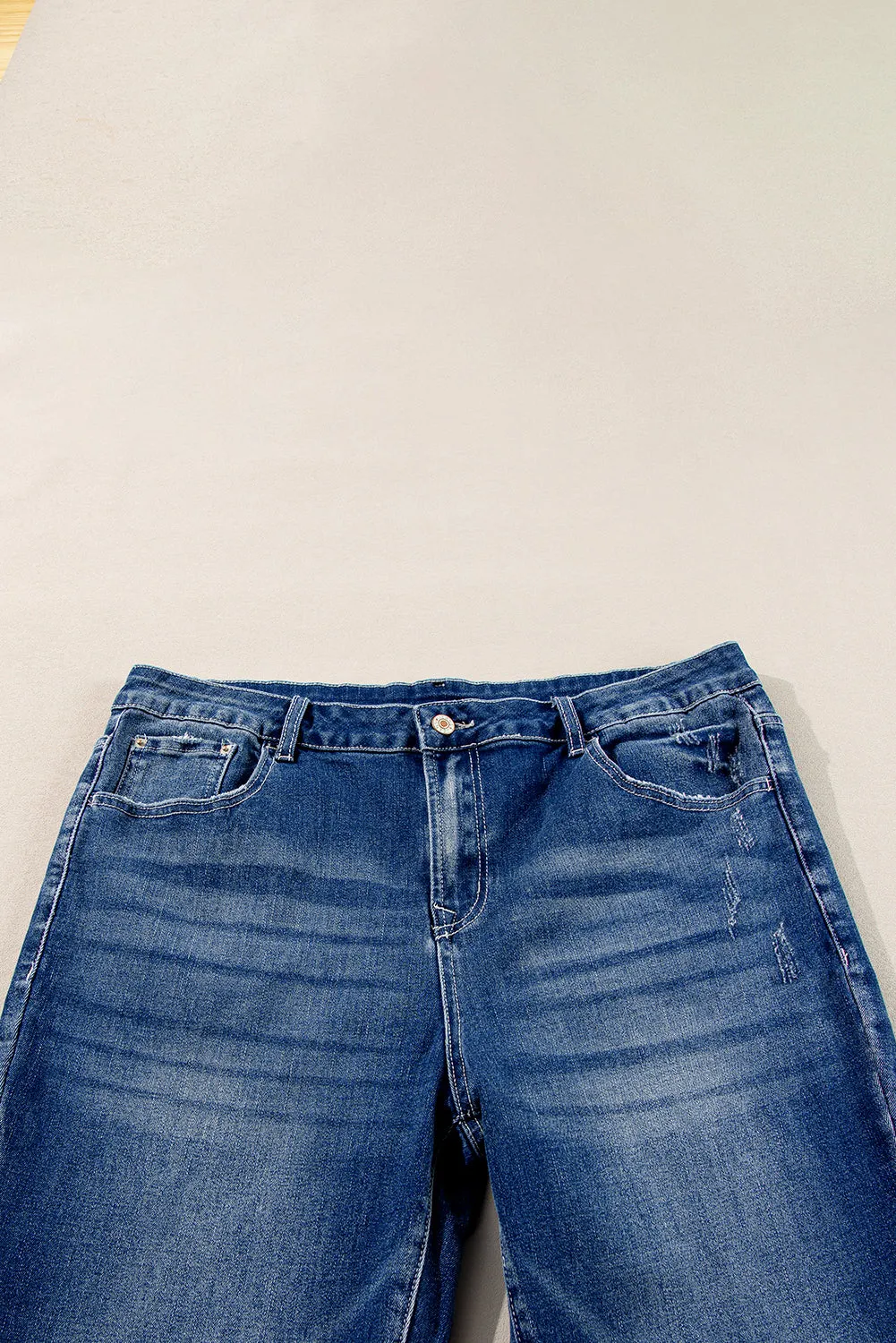 Dirty blue Plus Size High Waist Side Slits Flare Jeans sold by Beagle Boutique product image thumbnail 5