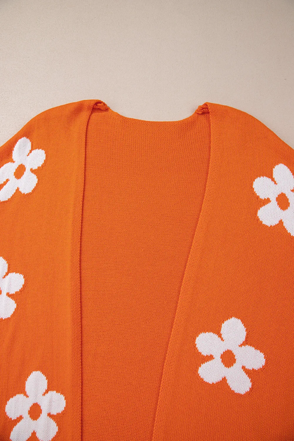 Orange Flower Pattern Drop Shoulder Plus Size Cardigan sold by Beagle Boutique product image thumbnail 5