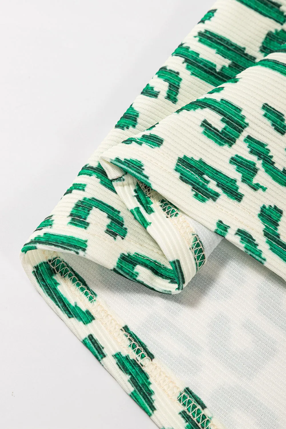 Green Leopard Print Mock Neck Puff Sleeve Top sold by Beagle Boutique product image thumbnail 5