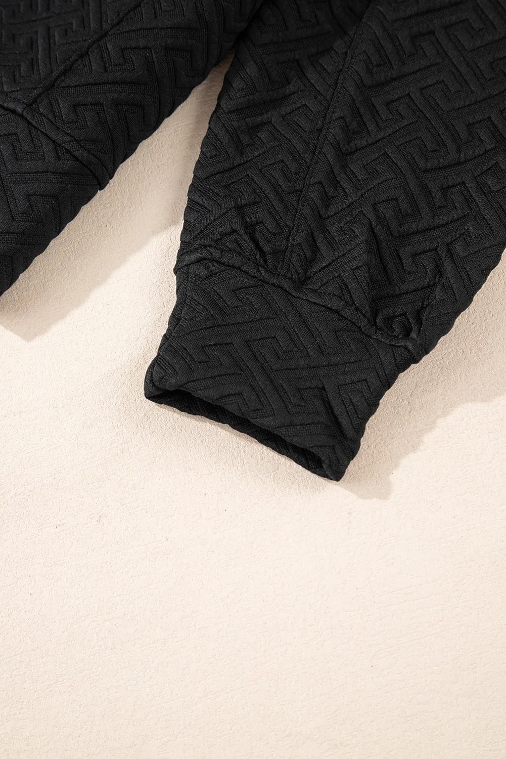 Black Solid Textured Half Zipper Collared Sweatshirt sold by Beagle Boutique product image thumbnail 5