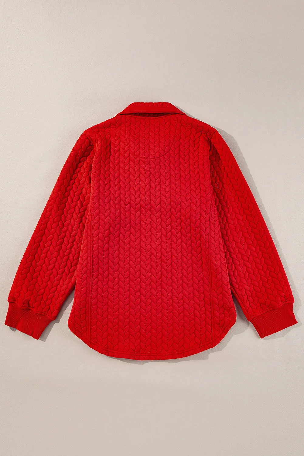 Tomato Red Cable Textured Quarter Zip Pocketed Plus Size Pullover sold by Beagle Boutique product image thumbnail 2
